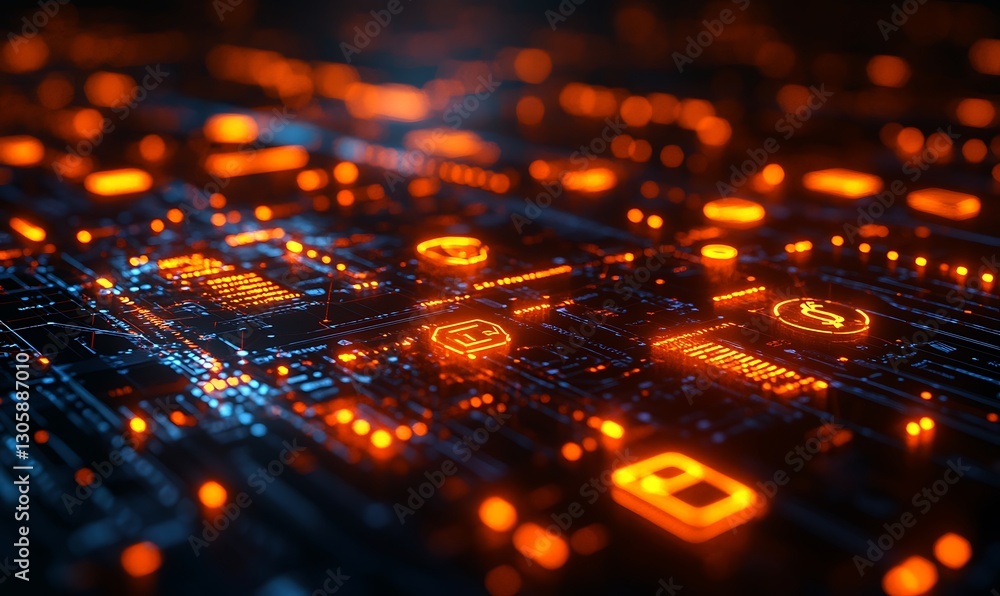 Aufkleber 3d glowing concept of digital banking and fintech technology with a modern design.