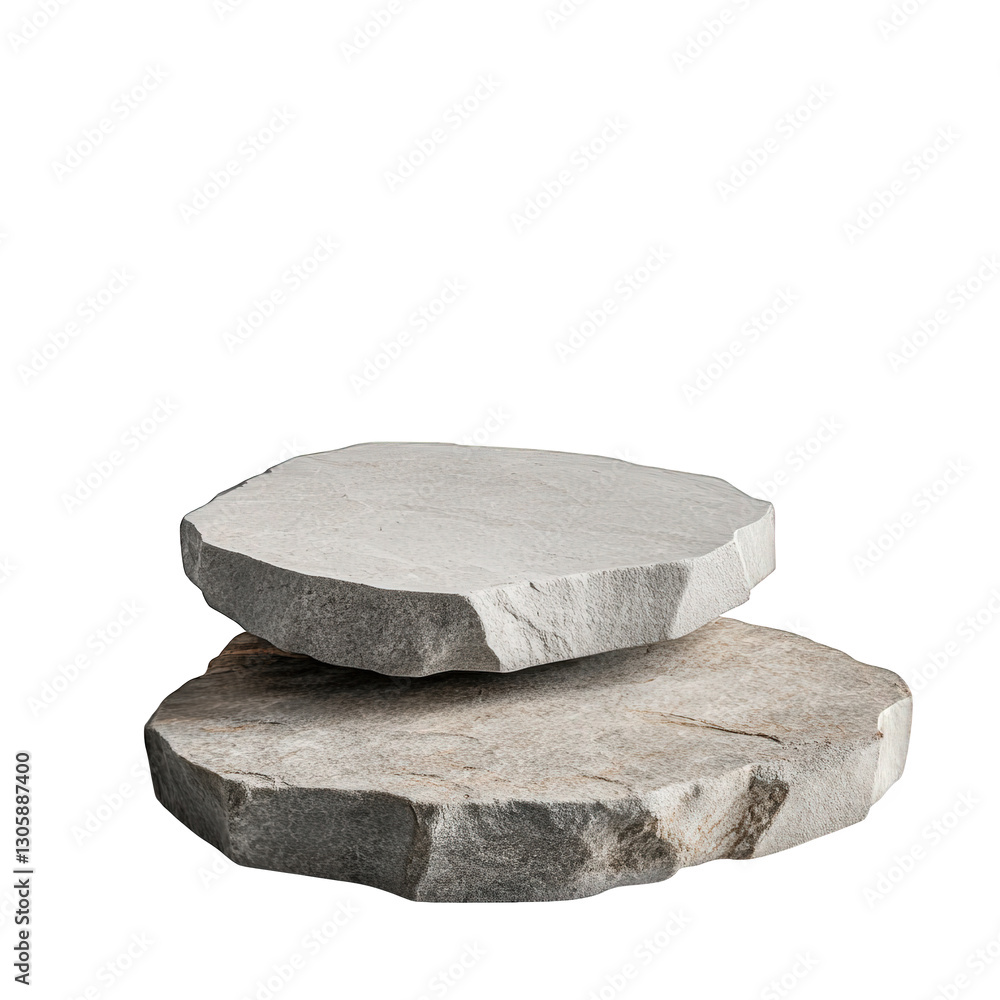 Poster two stacked stones with a smooth. natural texture against a plain white background the stones vary i
