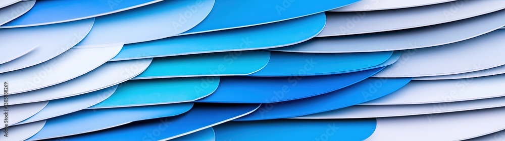 Aufkleber abstract layered waves in blue tones overlapping on a light background for creative projects