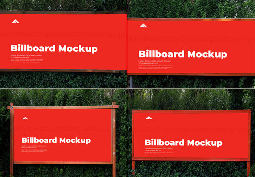 Grass Background  Advertising Billboard Mockup
