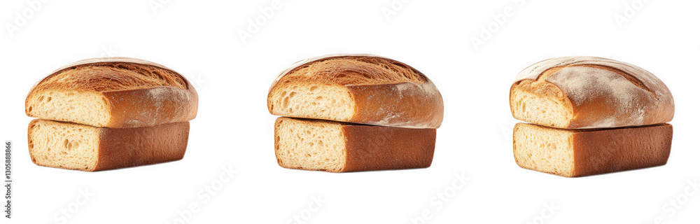 Poster three loaves of bread arranged side by side. showcasing their crusty tops and soft interiors the loa