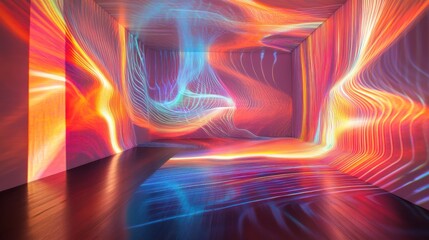 Colorful Abstract Room, Neon Light Projections