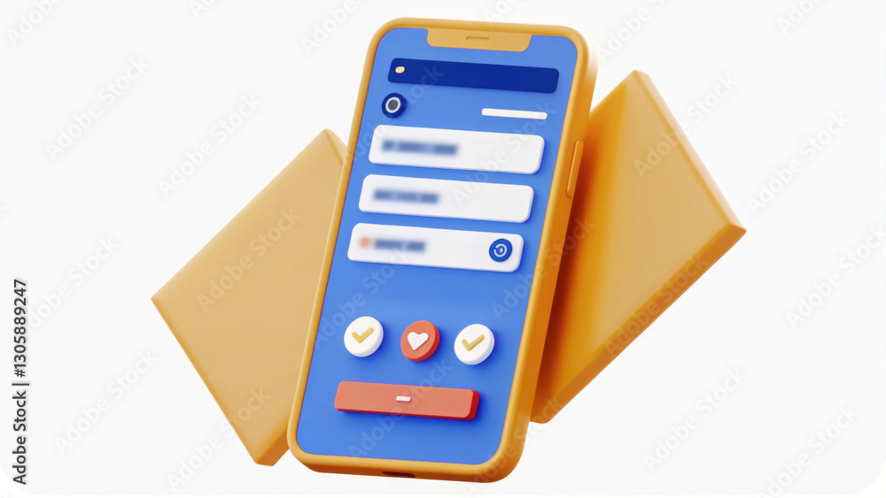 Aufkleber 3d illustration of mobile loan application interface on smartphone screen, featuring interactive ele