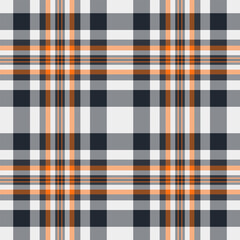 Poncho textile background fabric, november pattern tartan plaid. Wear check seamless vector texture in grey and orange colors.
