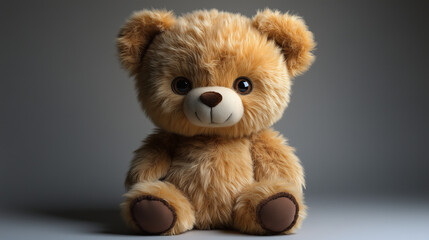 Obraz premium A Sweet Teddy Bear, Patiently Awaiting A Hug, Sits Against A Neutral Backdrop In Soft, Warm Lighting Isolated on Transparent Background