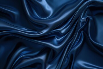 Obraz premium Elegantly draped dark blue satin fabric