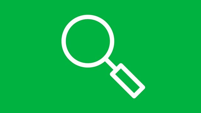 magnifying glass icon animation with greenscreen background