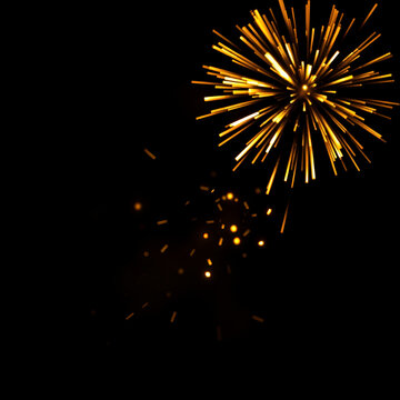 Golden fire works in the dark background
