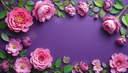 Floral arrangement display purple background decorative art home decor top view elegance