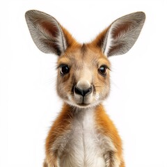 Adorable Australian Wildlife: Cute Young Kangaroo Portrait in Isolated Studio Close-Up