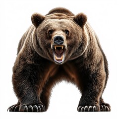 Obraz premium Roaring Grizzly Bear: Majestic Wildlife in the Ferocious Wilderness - Nature Photography of a Powerful Beast