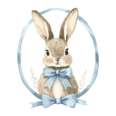 Obraz premium Cute brown bunny illustration watercolor animal vector