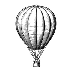 Obraz premium Hot air balloon engraved vintage style vector