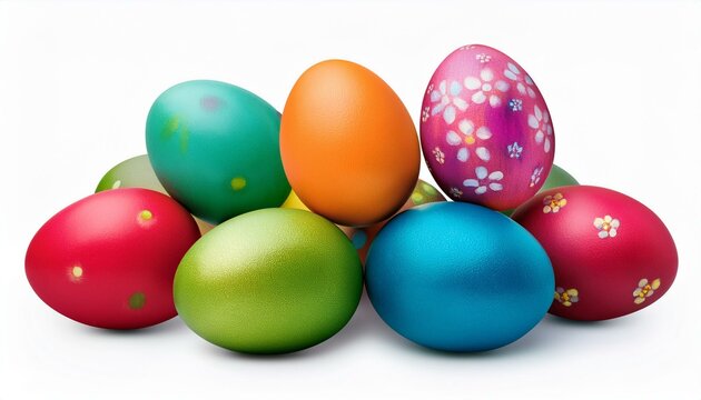 happy easter day colorful egg collection isolated on white background