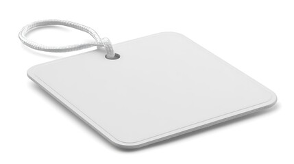 Fototapeta premium Blank White Square Tag with String Loop for Retail