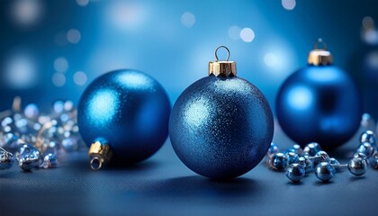 Obraz premium blue christmas balls