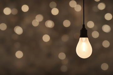 A light bulb hanging from a string