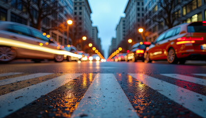 Dynamic city street at night with light trails for modern urban websites and vibrant design projects