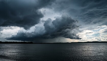 The dark sky with heavy clouds converging and a violent storm before the rain.Bad or moody weather sky.