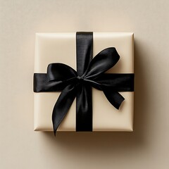 Elegant Beige Gift Box with Black Ribbon Bow (4)
