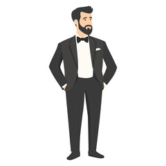 Groom in wedding suit illustration tuxedo vector vector