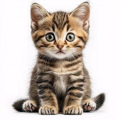 Obraz premium Adorable Young Kitten: Cute Striped Fur & Playful Whiskers - Perfect Domestic Pet Photography
