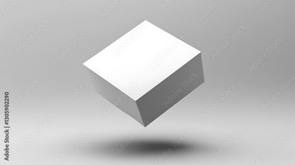 Poster floating white cube minimalist 3d render