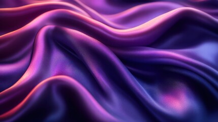 Fototapeta premium Elegant Purple Satin Fabric Draped with Gentle Waves and Texture