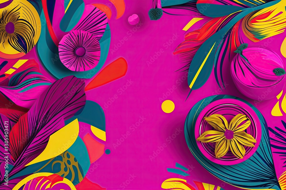 Poster Vibrant Fuchsia Backdrop with Dynamic Patterns and Lively Colors