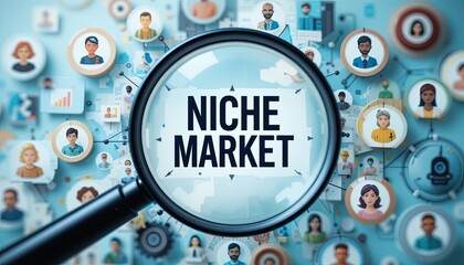Obraz premium Analyzing niche markets business environment graphic design digital space strategic insights