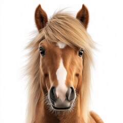 Majestic Stallion Close-Up: Realistic Equestrian Portrait Highlighting Groomed Mane and Gentle Expression