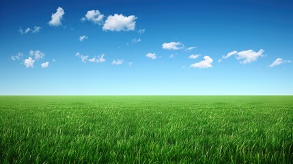 Fototapeta premium Vibrant green grass under a clear blue sky