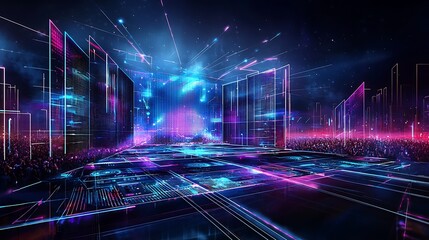 Futuristic Cityscape Concert Stage.