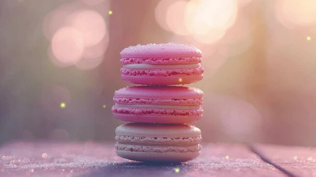 Colorful macaroons on a blurred background
