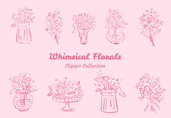 Elegant Floral Vase Bundle Luxury Arrangement Style For Upscale Digital Design Graphics