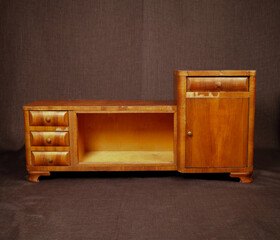 vintage furniture nightstands chests of drawers on gray background