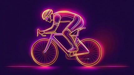 Fototapeta premium Neon Cyclist in Motion.