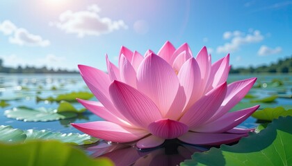 Lotus flower blooming in tranquil lake nature photography serene environment close-up view