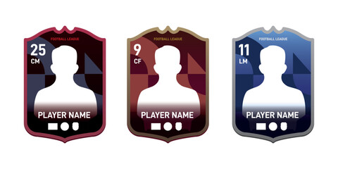 Football Soccer Player Card Template Shield Player Name with Club and Country.
