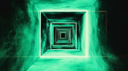 Obraz premium Abstract image of a neon green tunnel, creating an otherworldly, futuristic atmosphere.