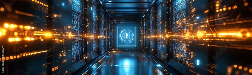 Poster futuristic digital gold vault concept showcasing ultra-secure storage solutions in a modern design.