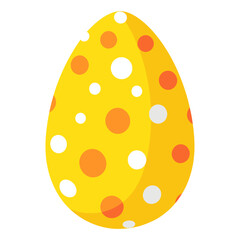 Fototapeta premium Yellow easter egg with white poka dot pattern colorful decoration spotted vector