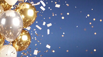 Festive Gold Silver Balloons Celebration Confetti Party Background