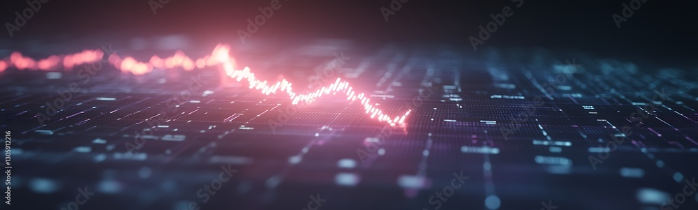 Aufkleber futuristic economy dashboard image featuring glowing financial elements for modern business use.