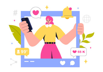 Content Creation Vector Illustration featuring Digital Marketing Copywriting, Social Media Engagement, Content Customization and Community Interaction