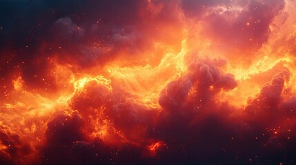 Naklejka premium Fiery Nebula Cosmic Cloudscape Stellar Fire