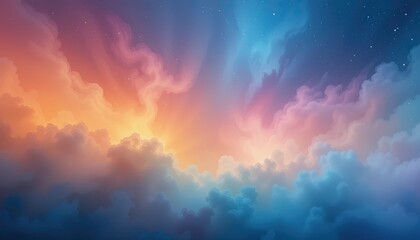 Obraz premium Vibrant sunrise over clouds digital artwork nature dreamy abstract