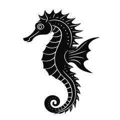 Obraz premium vector illustration of a black seahorse