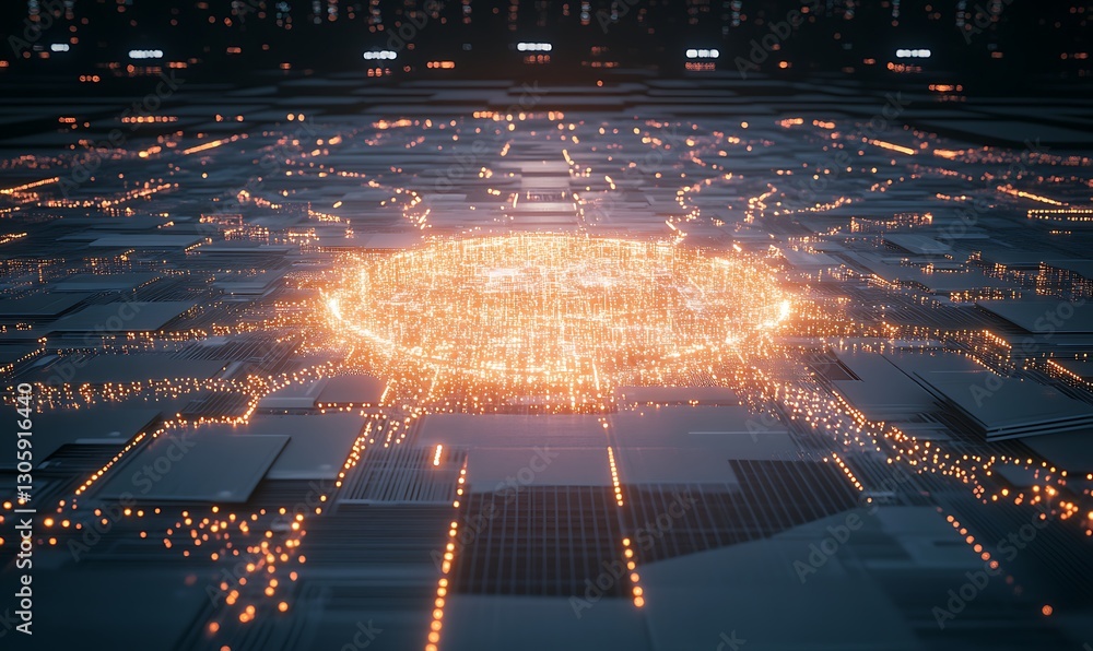 Poster a futuristic image depicting a global finance hub enhanced by ai technology in real-time.