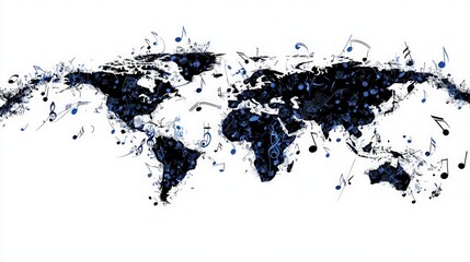 Obraz premium World Map Music Notes Global Jazz Day Celebration Art
